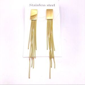 Gold Boho geometric chain tassel dangle earrings